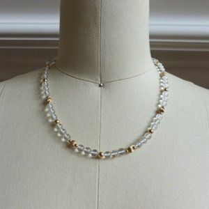 Clear Quartz Crystal and Gold-Filled Beaded Necklace